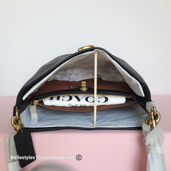 COACH Willow Polished Pebbled Leather Bucket Shoulder Bag- Black ⭐ - Picture 11 of 16